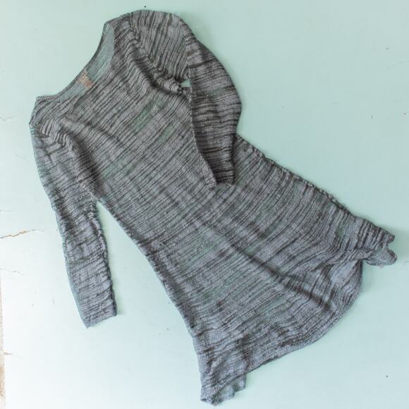 Sundance Gray Burnout Mesh Semi Sheer 3/4 Sleeve Fit Flare Dress Size Large - Picture 7 of 7